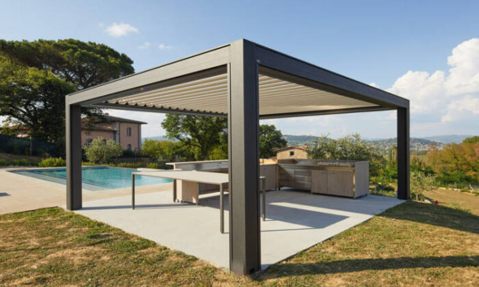 Kedry Prime, pergola a lamelle, struttura in alluminio