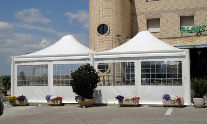 Airone Rubino, gazebo modulare con telo in PVC