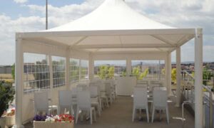 Airone Rubino, gazebo modulare con telo in PVC