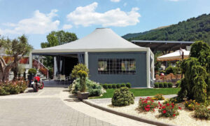 Airone Rubino, gazebo modulare con telo in PVC