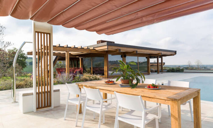 Balance, gazebo moderno con copertura retraibile